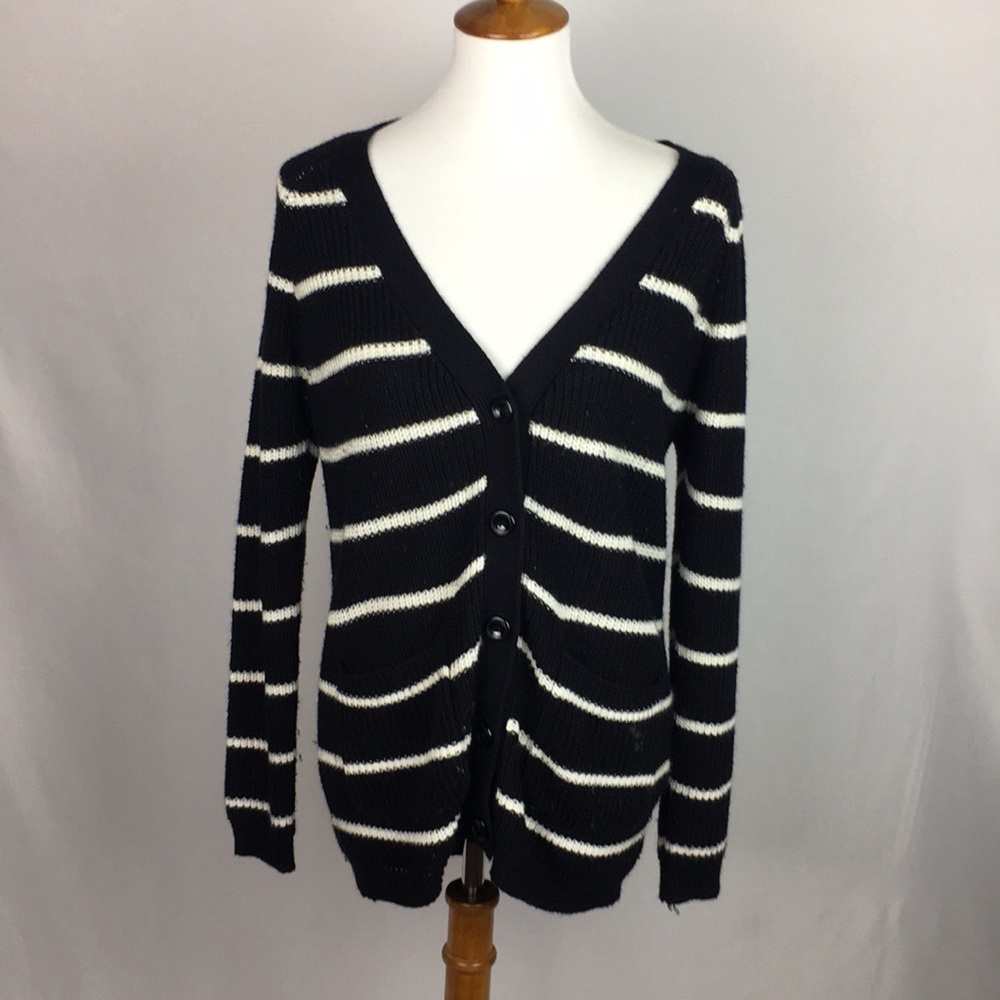 Navy and White Stripe Cardigan